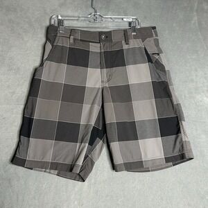 Lululemon Athletica Chino Shorts Mens 34 Black Gray Plaid Regular Fit Casual